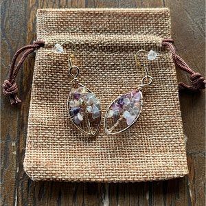 BrandNew Tree Of Life Fluorite Earrings Wire-wrapped Fluorite Crystal Earrings